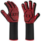 Grillhandschoenen, hittebestendige ovenhandschoenen, vuurvaste handschoenen, bakhandschoenen - OUTDOUSE BBQ ovenhandschoenen, kookhandschoenen voor koken bakken, rood