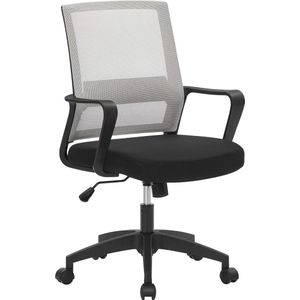 Bureaustoel, bureaustoel, draaibaar, in hoogte verstelbare computerstoel met netbekleding, kantelfunctie, voor kantoor, werkkamer, grijs HMBN031G01