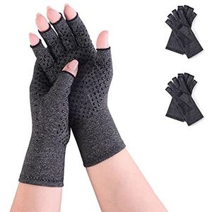 AovYoo Artrose handschoenen, vingerloze handschoenen, reuma compressiehandschoenen, artriti gaming handschoenen, reumatische pijnverlichting (L, antislip)