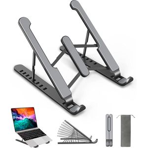 AOVUYCK-Store Laptopstandaard, 8-traps instelbare laptopstandaard, draagbaar, in hoogte verstelbaar, geventileerde laptopstandaard, notebookstandaard voor MacBook, Lenovo, Dell, 10-15,6 inch laptops, tablets, notebooks