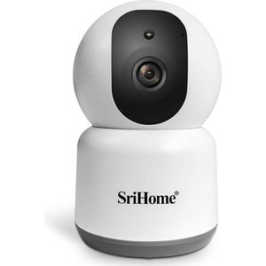 2.4Ghz SriHome Wifi IP PT Camera voor binnen. Bewakingscamera/beveiligingscamera - bewegingsdetectie - Nachtvisie in kleur - Draaien via de app - 4MP - Alarm op telefoon & opnemen op een MicroSD geheugenkaart (geen cloud service nodig)