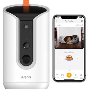 Arenti Petcam1 32GB 3MP Wifi Huisdiercamera Voor Hond Of Kat - Hondencamera - Kattencamera - Uniek - Schiet Brokjes - Petfeeder - Dual-Band Wifi - Amazon's Bestseller