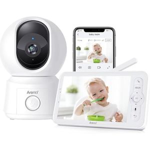 Arenti AINANNY B2 Kit Wifi Baby Monitor - Babyfoon Met Camera - Babyfoon met 5 inch scherm - Full HD Resolutie - Slaapliedjes - Temperatuur - Alexa & Google