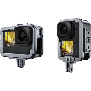 TELESIN Aluminium Frame Case Dubbele Kluit Schoen Met Poort Opladen voor GoPro Hero 9 10 11 12