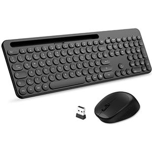 LeadsaiL Toetsenbord muissets draadloos, ergonomische muis en toetsenbord, draadloos pc-toetsenbord en muis in standaardformaat, Duitse QWERTZ-lay-out, stille klikknop, 12 FN-toetsen voor Windows computer, MacOS, laptop