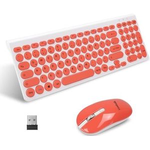 LeadsaiL, Draadloos toetsenbord, ergonomische muis en stille toetsenbord- en muisknoppen, Duitse QWERTZ-lay-out, voor MacOS, PC, laptop, roze