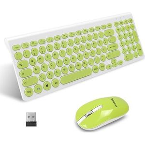 LeadsaiL, Draadloos toetsenbord, ergonomische muis en stille toetsenbord- en muisknoppen, Duitse QWERTZ-lay-out, voor MacOS, PC, laptop, groen
