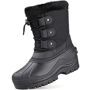 Winterlaarzen meisjes winterschoenen sneeuwlaarzen kinderen kinderlaarzen warme zachte outdoor indoor winterlaarzen enkellaarzen anti-slip laarzen zwart, zwart, 31 EU