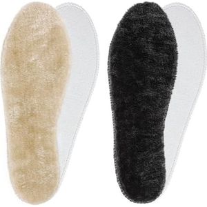 riemot 2 paar comfortabele inlegzolen, voor dames en heren, winter, warme schoeninlegzolen, pluizige vervanging, inlegzolen, knuffelige bontzolen voor winterschoenen, maat 44 EU, grijs en beige, 44 EU