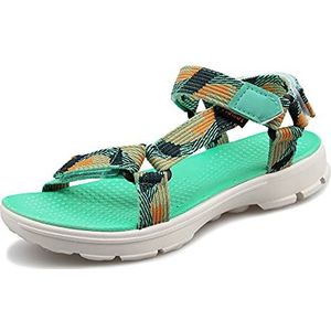 trekkingsandalen damen herren, platte sandaal, Groen