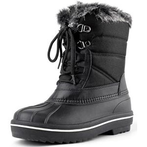 riemot Winterlaarzen voor dames, waterdicht, warm gevoerde sneeuwlaarzen, winterschoenen, korte schacht, laarzen, laarzen, schoenen, 40 EU, zwart, 40 EU