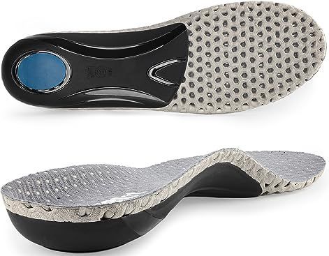 Riemot Orthopedische inlegzolen, hoge ondersteuning van de voetboog, comfort, inlegzolen voor platvoeten, hielspoor, plantaire fasciitis, voetpijn, zwart.
