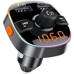 Bluetooth auto, FM-zender, muziekaansteker, MP3-speler, 2 USB-poorten, sigarettenaansteker-adapter met AUX-aansluiting, draadloze handsfree-installatie met 7 leds, ondersteunt