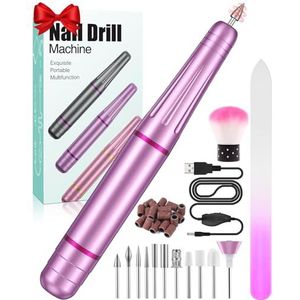 Nagelvijl, BSRANE Professionele Elektrische Nagelboor voor Acryl Gelnagels, 11 Boortjes, Trillingsarm, 20000 RPM Instelbare Snelheid, Mini Manicure Pedicureset voor Beginners Nail Tech Salon DIY