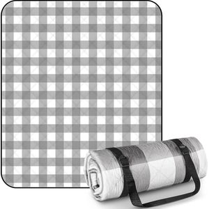 Picknickkleed stranddeken strandmat waterdicht met handvat outdoor stranddeken voor kamperen, picknicken, reizen 200x150cm grijs