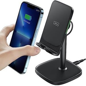 INIU Draadloze oplader Telefoonstandaard, 15W Snel opladen Verstelbare Telefoon Bureauhouder met Slaapvriendelijke Adaptieve Indicator Draadloos Opladen Ondersteuning Voor iPhone 14 13 12 11 Pro Max XR Samsung Google LG etc