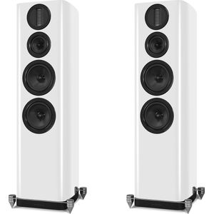 Wharfedale Aura 4 - Vloerstaande Luidspreker – 3 Weg – Crossover technologie – AMT transducer - Pianolak Wit (per paar - 2 stuks)