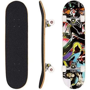 Hikole Skateboard, compleet skateboard van hout, 79 x 20 cm, van Canadees esdoorn, 88 A, voor beginners, kinderen en volwassenen