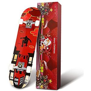 WeSkate Compleet skateboard 78,7 x 20,3 cm, 7 lagen Canadese esdoorn, dubbele trap, concaaf, standaard, voor kinderen, beginners, meisjes, jongens, tieners, volwassenen