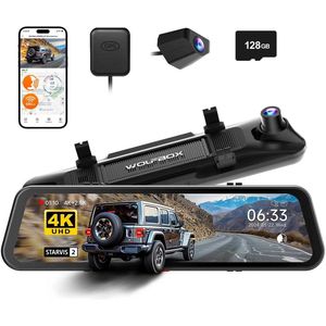 Wolfbox G900 Pro - Spiegel Dashcam - 12,0 inch - Ultra 4K + 2,5K Resolutie - Wifi - GPS Ontvanger