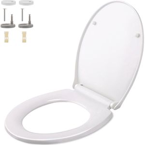 Himimi Universele toiletzitting, gewatteerde sluiting, toilettablet met snelsluiting, in wit antibacterieel plastic, U-vorm (45,2 x 39,29 x 6,2 cm)