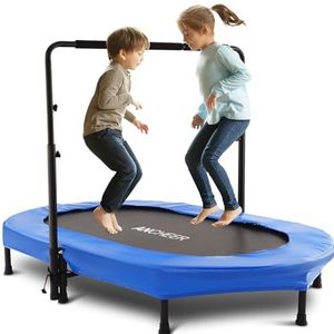 ANCHEER Kindertrampoline met verstelbare handgreep voor twee kinderen, interactieve ouder-kind-kleine trampoline om binnen en buiten te spelen