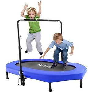ANCHEER Opvouwbare trampoline met verstelbare handgreep, oefentrampoline voor indoor/tuin/cardiotraining, ouder-kind, maximale belasting 220 pond
