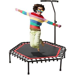 ANCHEER Fitness trampoline, mini-trampoline met verstelbare schuimrubberen handgrepen, indoor/outdoor springtrampoline, bungee, fitnesstrainer voor volwassenen en kinderen