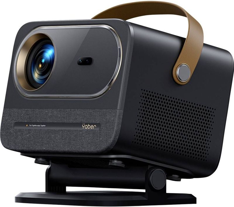 Yaber U12 Beamer LED 700 ANSI-lumen 1920 x 1080 Full HD 4K ondersteuning, Autofocus, Linux OS, Draaibare gimbal, Dolby Audio ondersteuning