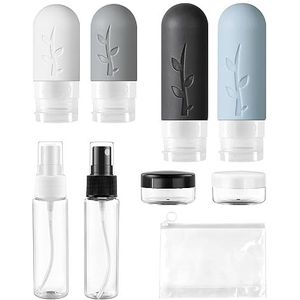 Reisflessen om te vullen, 8 stuks, siliconen reisflessen, set van 60/90 ml, lekvrij, navulbare draagbare reisflessenset voor shampoo, crèmespoeling, BPA-vrij