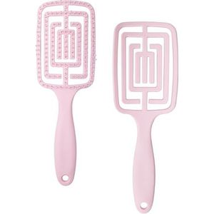 AiQInu Haarborstel, niet-trekkende professionele geventileerde haarborstels voor vrouwen en mannen, gebogen haarborstel voor nat en droog haar, krullend en glad haar (roze)