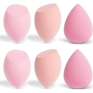 AiQInu 6 stuks make-upspons, foundation, beauty-blender, make-upspongenset, beauty-spons voor vloeibare foundation, poeder, foundation, puf, cosmetica-gereedschap