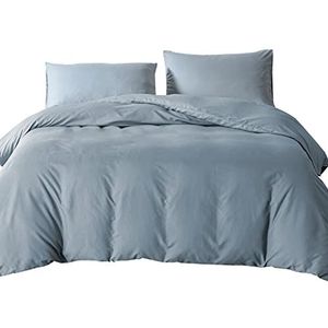 Beddengoedset voor eenpersoonsbed, dekbedovertrek en 2 kussenslopen, zachte polyester microvezel (grijs)