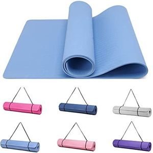 Good Nite Yogamat Oefening Fitness 10 mm Mat Extra Dikke Antislip Trainingsmatten voor Sport Pilates Gym Matten Vloer Gym Weerstandsmat met Draagriem 183 x 61 x 1 cm (Blauw)
