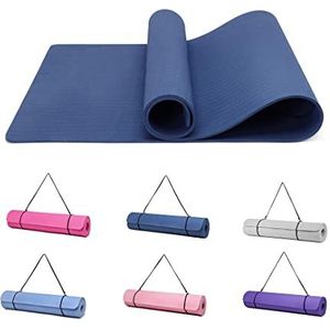 Good Nite Yogamat, oefenmat, fitnessmat, 10 mm, extra dikke antislip trainingsmatten voor sport, pilates, gymnastiekmatten, vloer, gym, weerstandsmat met draagriem, 183 x 61 x 1 cm (marineblauw)