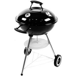 KONO Kogelgrill, houtskoolgrill, picknickgrill, roestvrij staal, kleine grill met deksel, wielen, roestvrijstalen handgreep, grillrooster, thermometer, campinggrill, afneembare BBQ grills voor tuin,