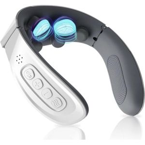 Nekmassageapparaat, elektrisch nekmassageapparaat met warmte, 5 modi, 15 intensiteitsniveaus, constante temperatuur, pulsatiearme technologie voor de behandeling van nek- en rugpijn