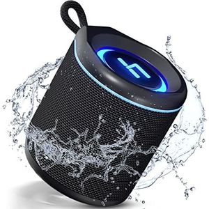 HEYSONG Draagbare bluetooth-luidspreker met HD-geluid, kleine waterdichte doucheluidspreker met microfoon, RGB-verlichting, koppeling voor strand, reizen, camping, kantoor, thuis en buiten, zwart