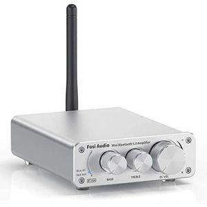 Fosi Audio BT10A-S Bluetooth 5.0 Versterker Stereo Audio Amp, 2 Kanaals Mini Hi-Res Klasse D Geïntegreerde Versterker, voor passieve luidsprekers 50W x2, met 19V 4.74A Voeding