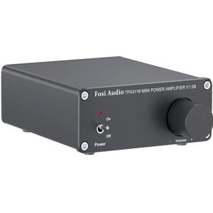 Fosi Audio V1.0B 2 Kanaals Versterker Stereo Audio Amp Mini Hi-Fi Klasse D Geïntegreerde TPA3116 Versterker voor Home Luidsprekers 50W x 2, met 19V 4.74A Voeding