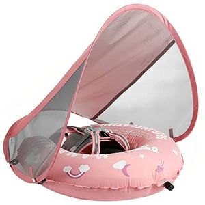 HECCEI Mambobaby Zwemband voor baby's met parasol, zelfopblaasbaar, opvouwbaar en samendrukbaar, zacht, waterdicht, voor kinderen van 3 tot 24 maanden