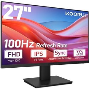 KOORUI 27 inch Full HD (1920 x 1080) 100Hz pc-monitor met geïntegreerde luidsprekers, HDMI, IPS-display, kantelen, oogverzorging, VESA-wandmontage