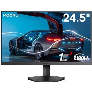 KOORUI PC Gaming Monitor 24,5 inch, FHD (1920 x 1080), 1ms, 144 Hz HDMI-display, 170 Hz Displayport, VA, Adaptive Sync, 178° kijkhoek