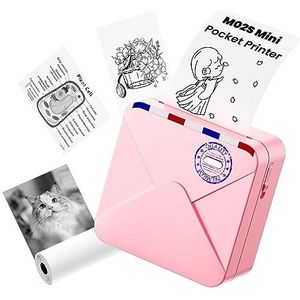 Omezizy Printer voor smartphone, M02S, bluetooth thermische printer, fotoprinter voor mobiele telefoon, zakprinter voor studio, foto, scrapbooking, mini