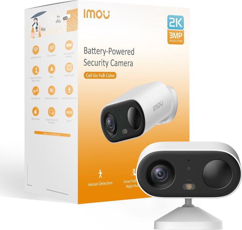 Imou - Cell Go Full Color - Beveiligingscamera - Draadloos - 2K - IP65 Weerbestendig