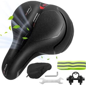LUZOON Ergonomisch Fietszadel - Rood - Versterkt Leer - Ademend Ontwerp