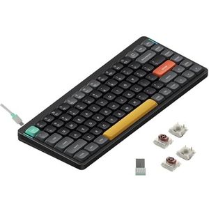 Nuphy Air75 v2 QMK/VIA Mechanisch Toetsenbord, 75% Low Profile Draadloos Toetsenbord, Bluetooth 5.1, 2.4GHz en bekabelde verbinding, Compatibel met Windows en Mac OS - Basalt Black Switch Brown 2.0