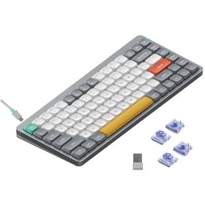 Nuphy Air75 v2 QMK/VIA Mechanisch Toetsenbord, 75% Low Profile Draadloos Toetsenbord, Bluetooth 5.1, 2.4GHz en bekabelde verbinding, Compatibel met Windows en Mac OS - Lunar Gray (Wisteria)