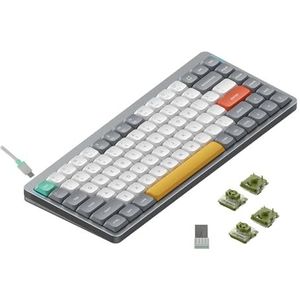 Nuphy Air75 v2 QMK/VIA Mechanisch Toetsenbord, 75% Low Profile Draadloos Toetsenbord, Bluetooth 5.1, 2.4GHz en bekabelde verbinding, Compatibel met Windows en Mac OS - Lunar Gray (Moss)