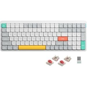 Nuphy Air96 V2 Mechanisch Toetsenbord QMK/VIA, 96% Low Profile Draadloos Toetsenbord, Bluetooth 5.1, 2.4GHz en bekabelde verbinding, Compatibel met Windows en Mac OS - Ionic White Red
